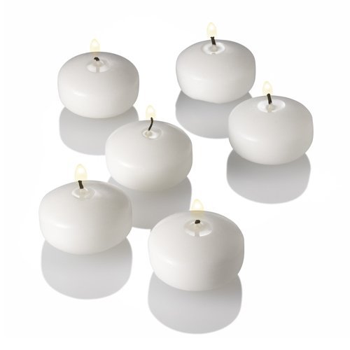 Richland Set of 72 White Floating Candles 2" and 72 Frosted Grande Hurricane Eastland Holders - Image 3