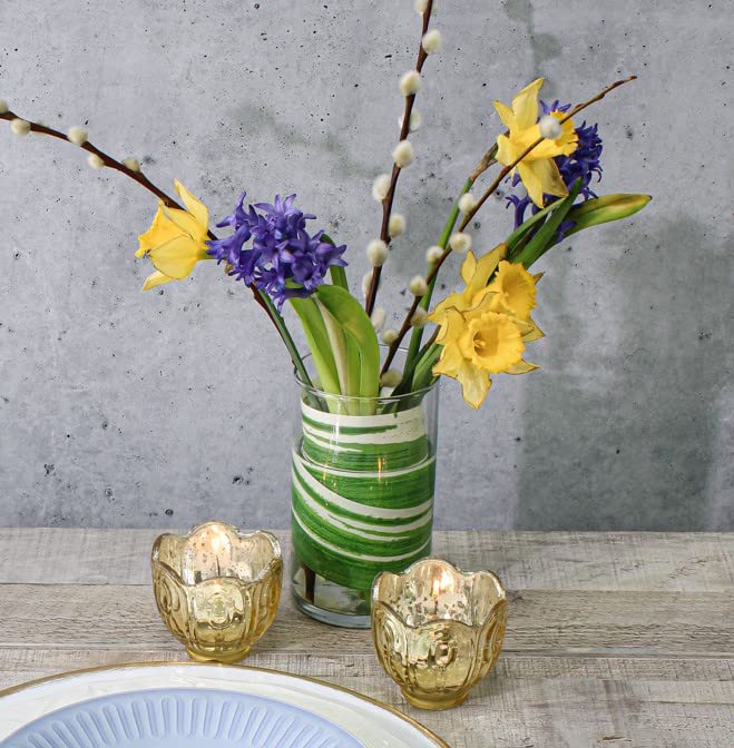 Richland Variegated Aspidistra Leaf 4" Ribbon Green & Cream 50 Yards - Image 3